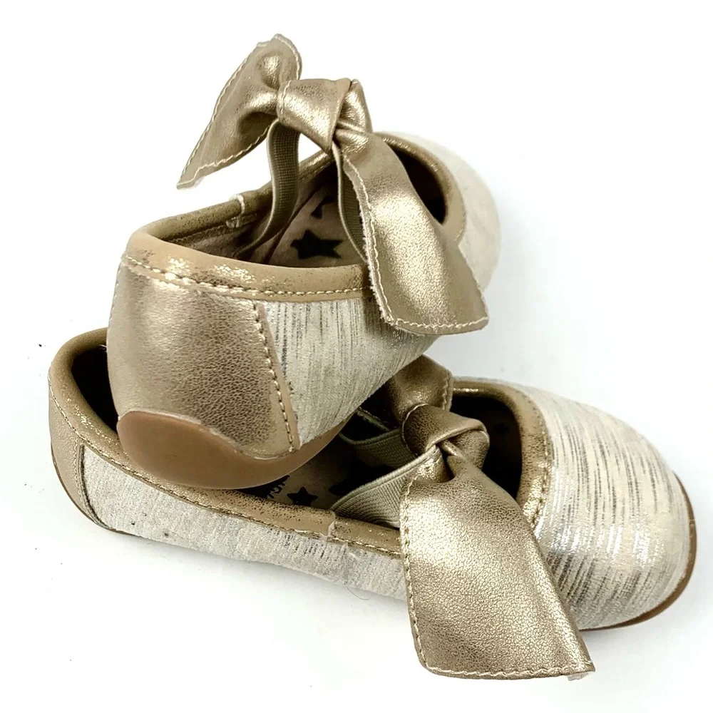 Livie & Luca Infant Gold Sateen Ballet Flats Size 6